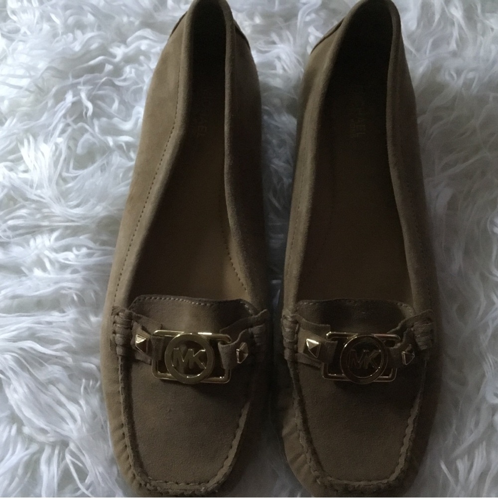 Michael Kors Brown Suede Loafers with Gold Accent